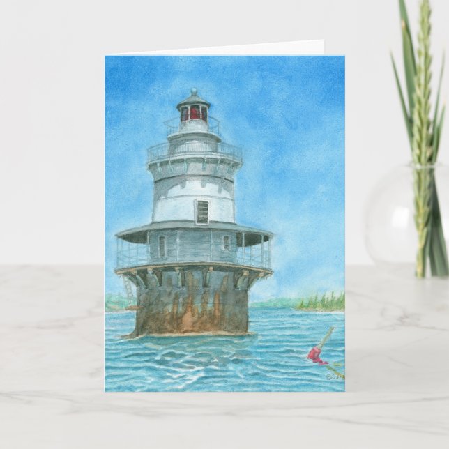 Goose Rocks Lighthosususue Wassercolor Dankeskarte (Vorderseite)