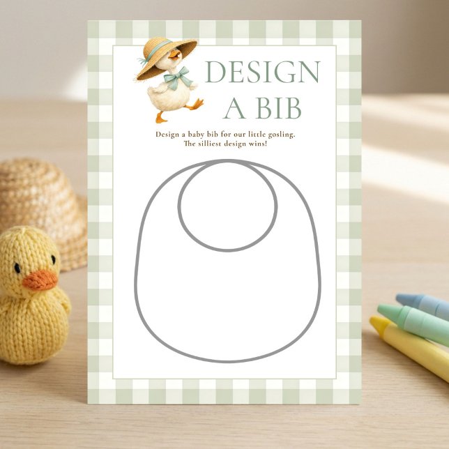 Goose Sage Gingham Design Bib Shower Game Card Einladung (Von Creator hochgeladen)