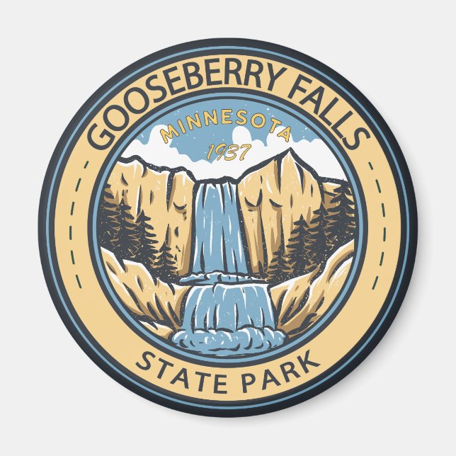 Gooseberry Falls Staat Park Minnesota Abzeichen Magnet (Vorne)