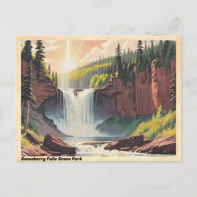 Gooseberry Falls Staat Park Vintag Postkarte (Vorderseite)
