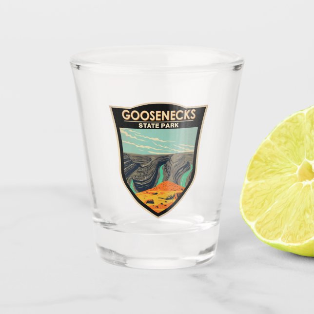 Goosenecks Staat Park/Garten: Parco delle camelie  Schnapsglas (Vorderseite)