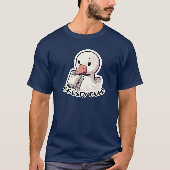 Goosey Gulp - Der milch trinkende Gänse-T - Shirt (Vorderseite)