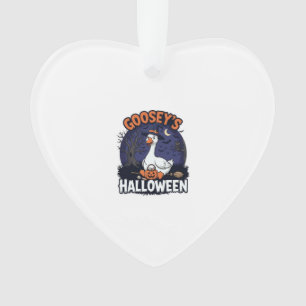 Gooseys Halloween-Gans-Hexenhut-Kürbis_1 Ornament