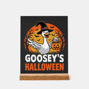 Gooseys Halloween-Hexe Gans Retro-Cartoon-Design Acrylschild