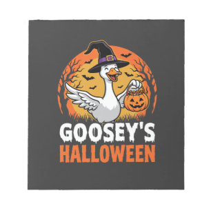 Gooseys Halloween-Hexe Gans Retro-Cartoon-Design Notizblock