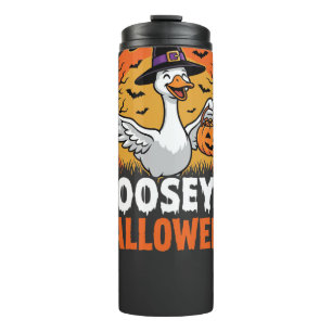 Gooseys Halloween-Hexe Gans Retro-Cartoon-Design Thermosbecher