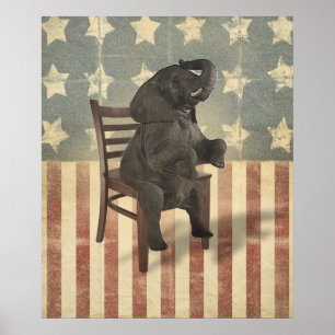 Gop-Elefant übernimmt die Stuhl-lustige Politik Poster