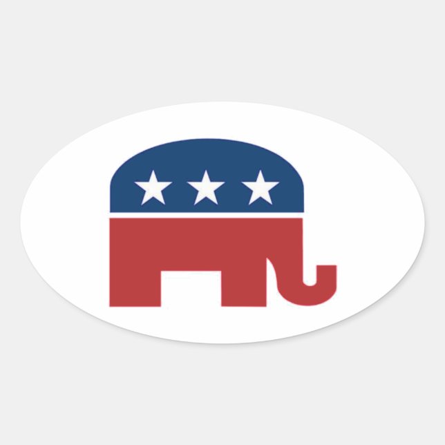 GOP-Elefantenaufkleber Ovaler Aufkleber (Vorderseite)