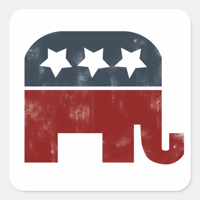 GOP-Elefantenlogo Quadratischer Aufkleber (Vorderseite)