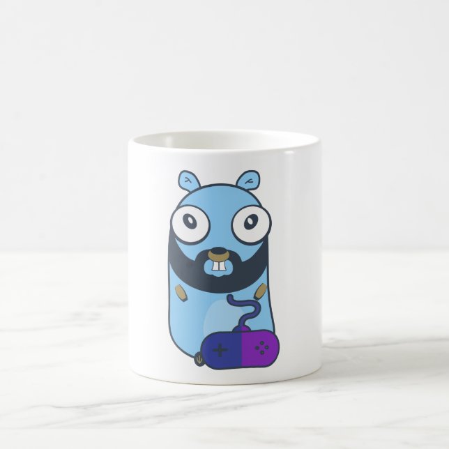 Gopher Gamer. Golang Kaffeetasse (Mittel)