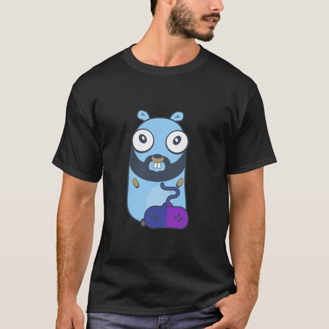 Gopher Gamer. Golang T-Shirt (Vorderseite)