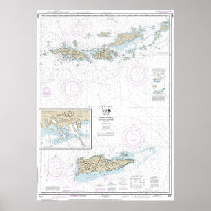 Gorda zu St. Thomas und St. Croix Wasserkarte Poster