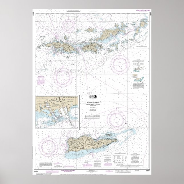 Gorda zu St. Thomas und St. Croix Wasserkarte Poster (Vorne)