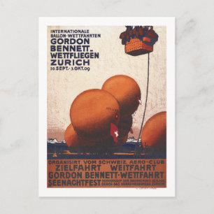 Gordon-Bennett-Heißluftballonrennen-Plakat Postkarte