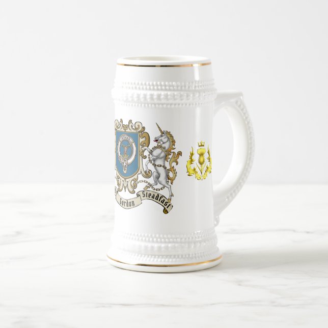 Gordon Clan Abzeichen & Einhorn Bierglas (VorderseiteRechts)