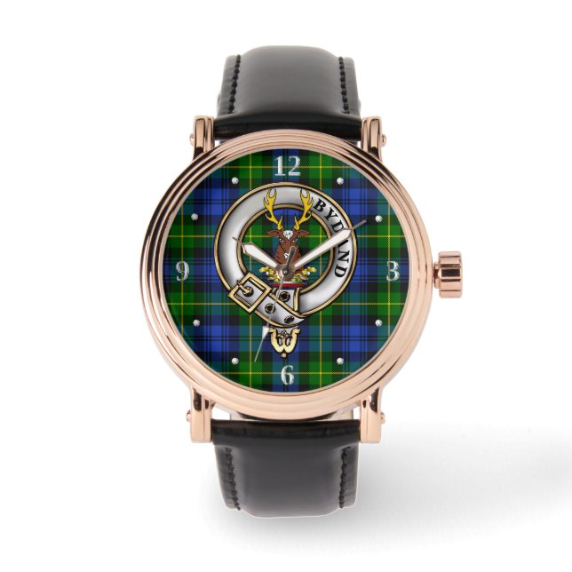 Gordon Clan Abzeichen & Tartan Armbanduhr (Vorderseite)
