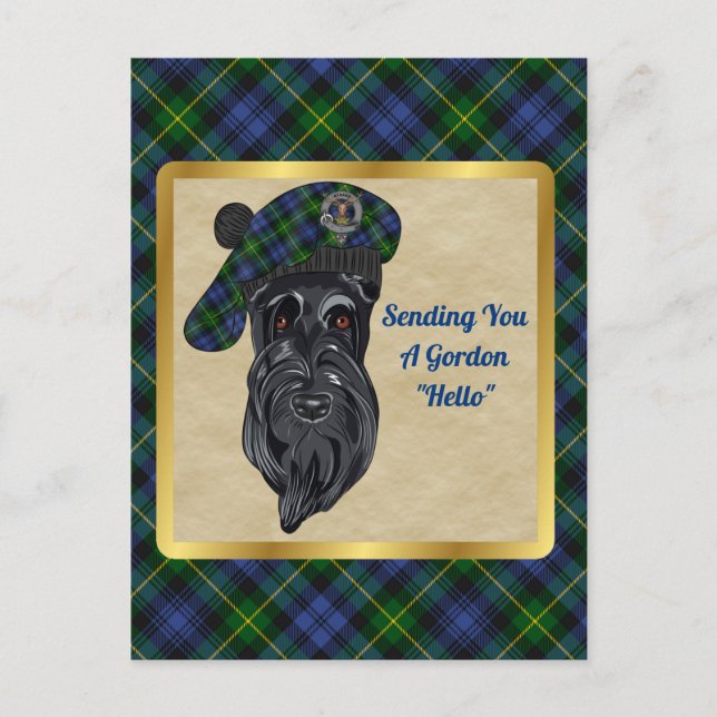 Gordon Clan Badge & Carte Postale Tartan (Devant)