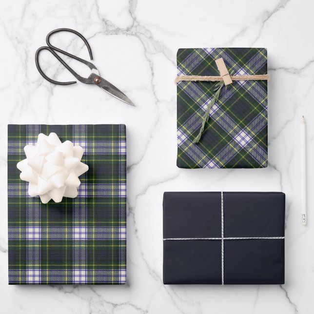 Gordon Dress Modern Original Scottish Tartan Geschenkpapier Set (Vorderseite)
