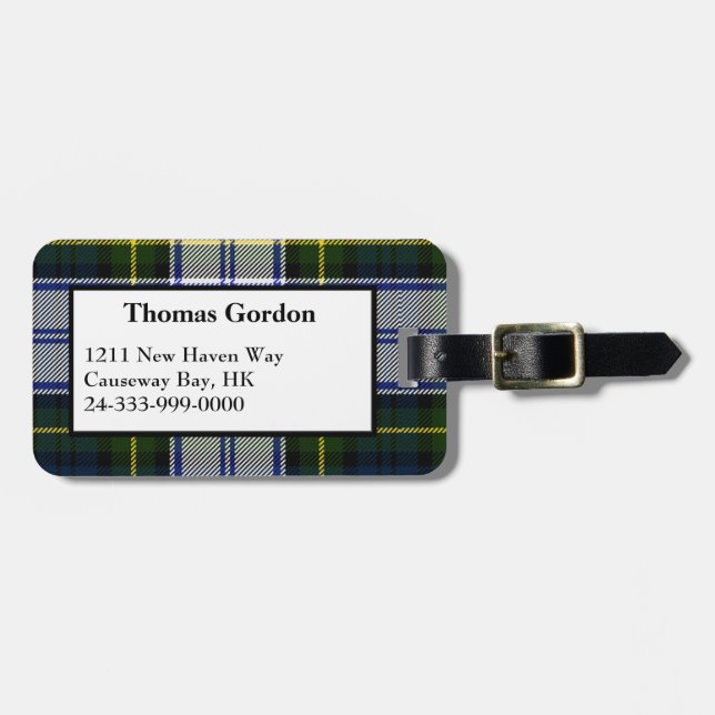 Gordon-Kleidertartan-karierter Gepäck-Umbau Gepäckanhänger (Vorderseite horizontal)