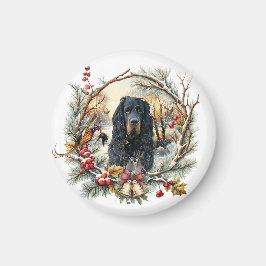 Gordon Setter Christmas Joy – Seasonal Dog Art Magnet