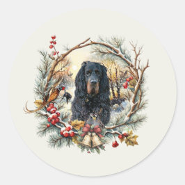 Gordon Setter Christmas Joy – Seasonal Dog Art Runder Aufkleber