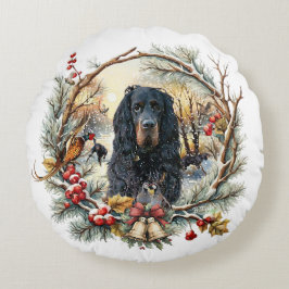Gordon Setter Christmas Joy – Seasonal Dog Art Rundes Kissen