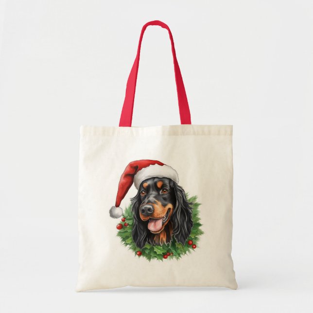 Gordon Setter Christmas Wreath Tragetasche (Vorne)