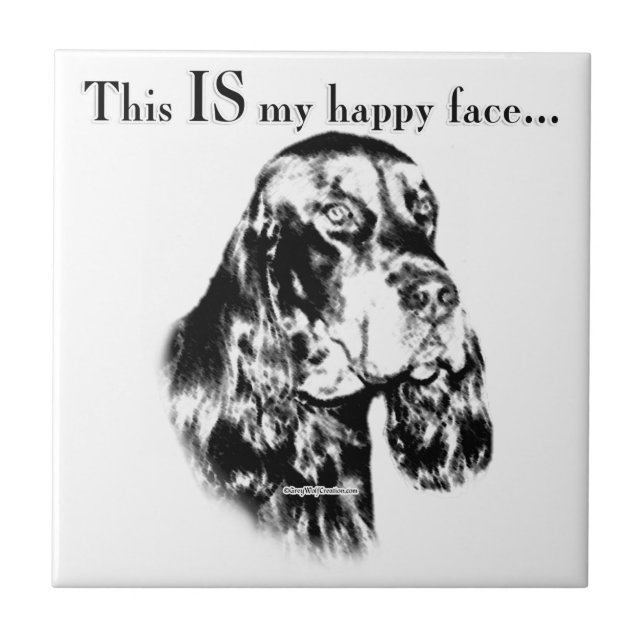 Gordon Setter Happy Face Fliese (Vorderseite)