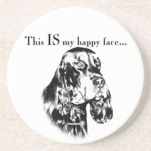 Gordon Setter Happy Face Sandstein Untersetzer (Vorne)