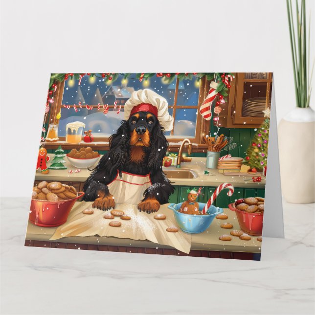 Gordon Setter Holiday Baking: Feierliche Weihnacht Karte (Vorderseite)