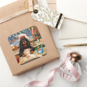 Gordon Setter Holiday Baking: Feierliche Weihnacht Quadratischer Aufkleber
