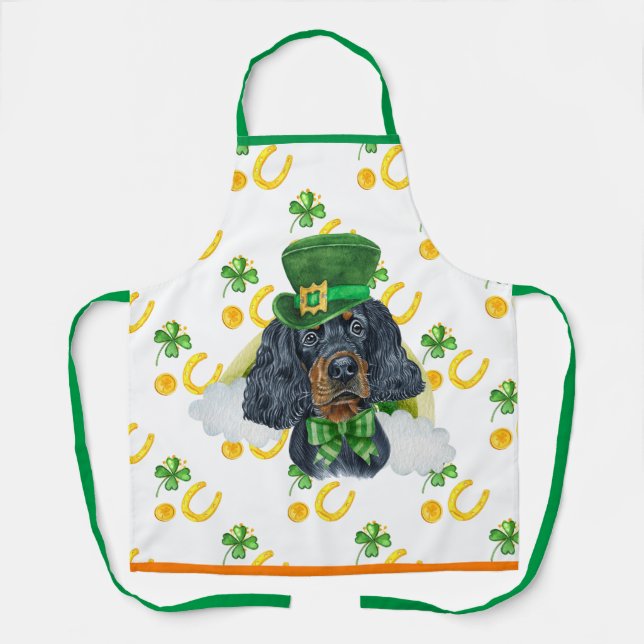 Gordon Setter Holiday Decor St Patrick's Day Dog Schürze (Vorderseite)