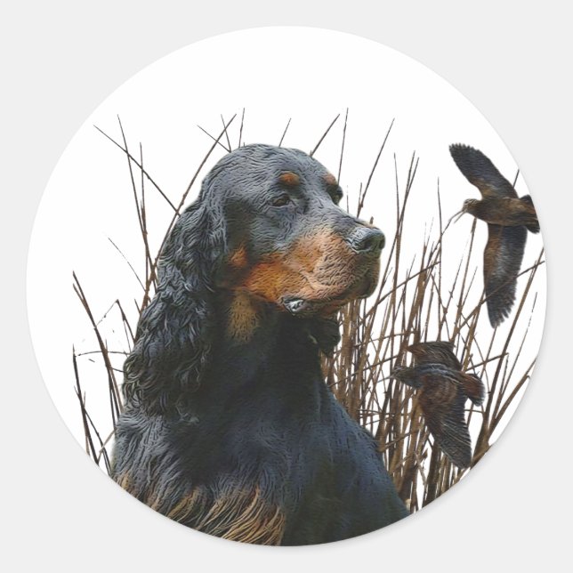 Gordon Setter , Jagdbegleiter Runder Aufkleber (Vorderseite)