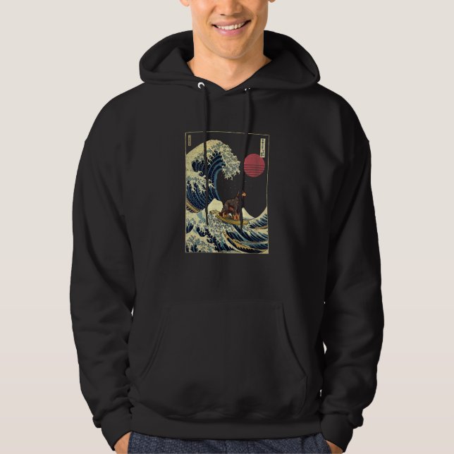 Gordon Setter Japanese Kanagawa Wave  Surf Dog 1 Hoodie (Vorderseite)