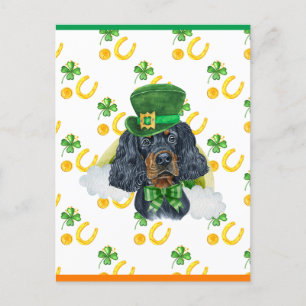 Gordon Setter Kleeblatt St. Patricks Day Feiertagspostkarte