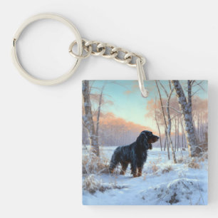 Gordon Setter Laisse Il Neige Noël