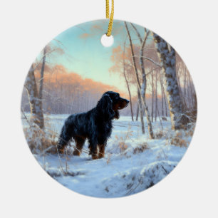 Gordon Setter Lass es schneien Weihnachten Keramik Ornament