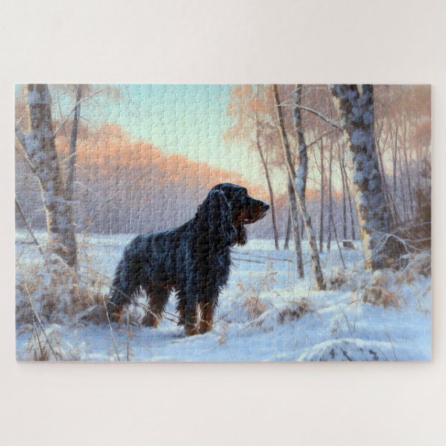 Gordon Setter lässt es Weihnachten schnee (Horizontal)