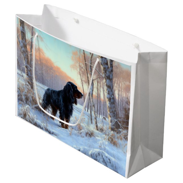 Gordon Setter lässt es Weihnachten schnee Große Geschenktüte (Vorderseite Schrägansicht)