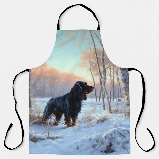 Gordon Setter lässt es Weihnachten schnee Schürze (Vorderseite)