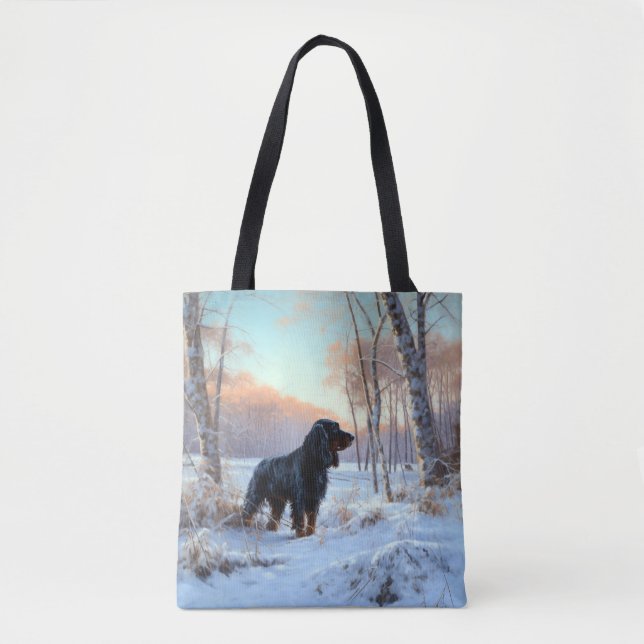 Gordon Setter lässt es Weihnachten schnee Tasche (Vorderseite)