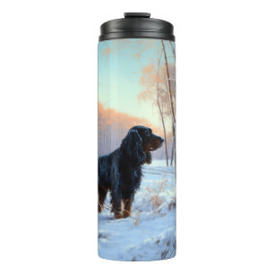 Gordon Setter lässt es Weihnachten schnee Thermosbecher