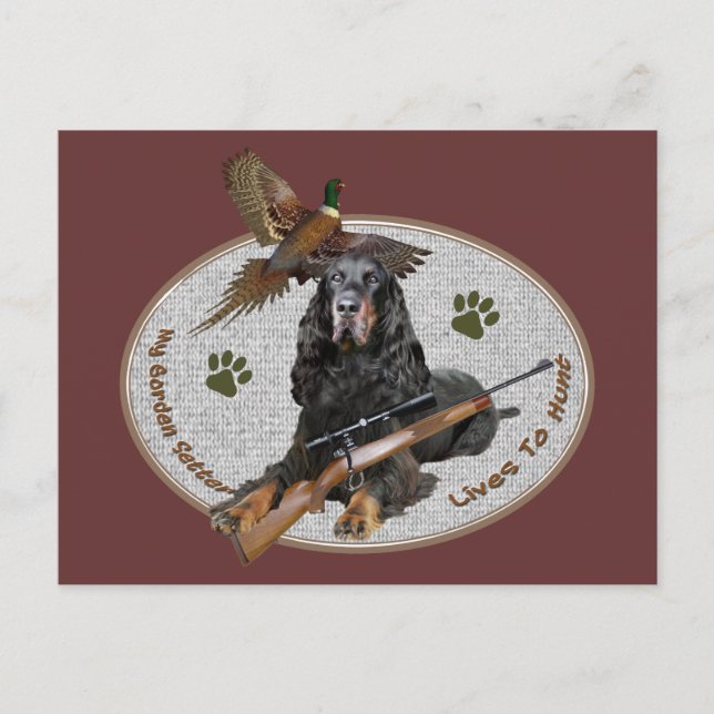 Gordon Setter lebt zur Jagd Postkarte (Vorderseite)