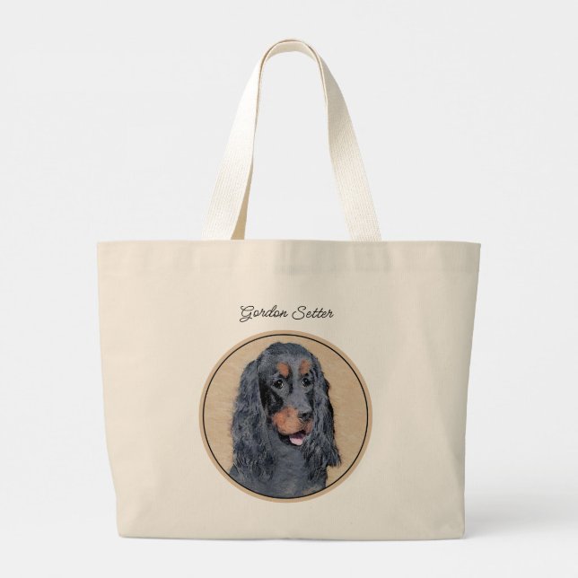 Gordon Setter Malerei Schwarz Niedlich Original Do Jumbo Stoffbeutel (Rückseite)