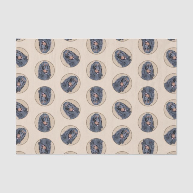 Gordon Setter Malerei Schwarz Niedlich Original Do Seidenpapier (Vorderseite)