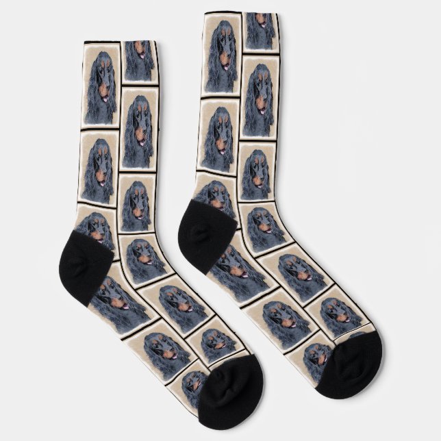Gordon Setter Malerei Schwarz Niedlich Original Do Socken (Rechts)