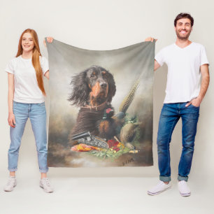Gordon Setter mit Fasanen, Kunst Fleecedecke