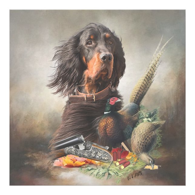 Gordon Setter mit Fasanen, Kunst Fotodruck (Vorne)
