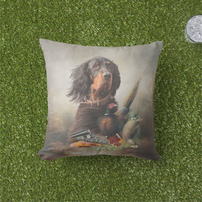 Gordon Setter mit Fasanen, Kunst Kissen (Golfball-Marker)