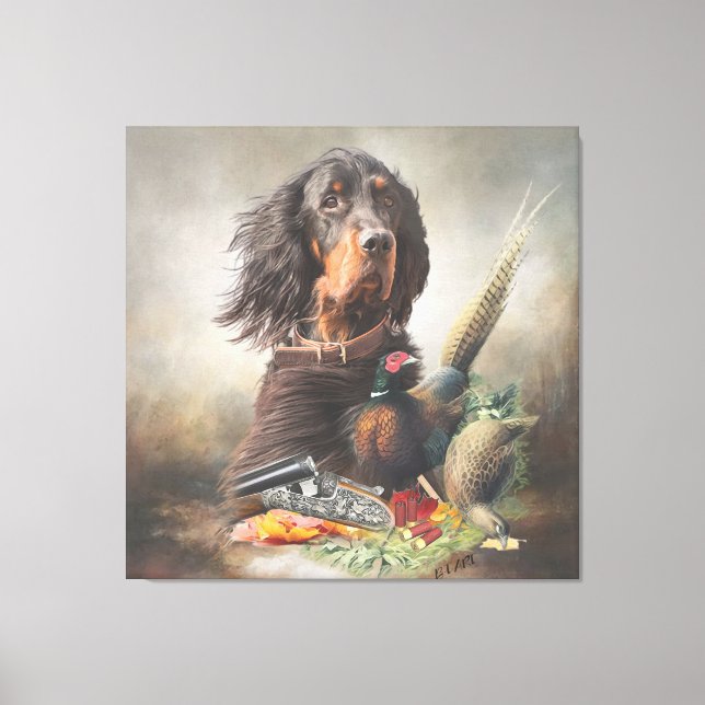 Gordon Setter mit Fasanen, Kunst Leinwanddruck (Vorderseite)